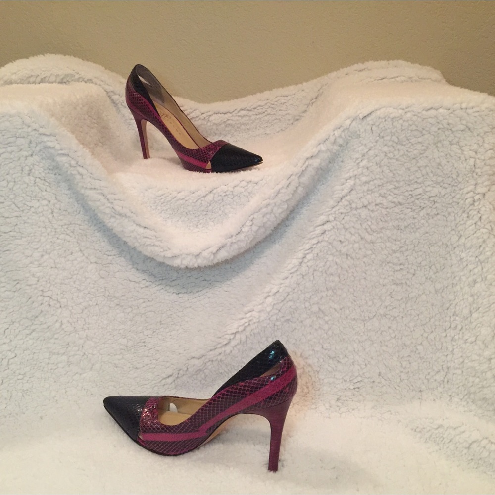 Ivanka Trump Cap Toe Snakeskin Pumps
